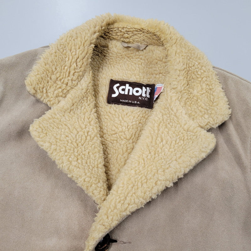 【中古品】【メンズ】 SUEDE LEATHER BOA JACKET スエード レザー ボア ジャケット USA製 アウター 145-260330-as-26-izu サイズ：38 カラー：ベージュ 万代Net店
