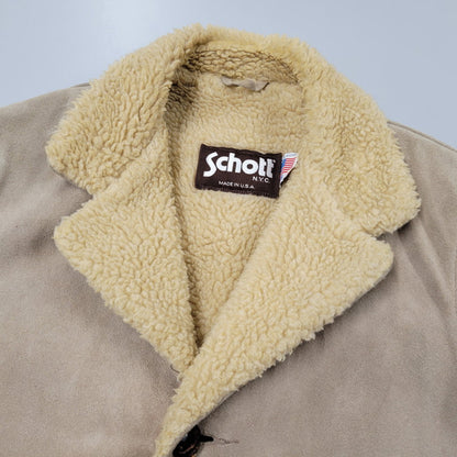 【中古品】【メンズ】 SUEDE LEATHER BOA JACKET スエード レザー ボア ジャケット USA製 アウター 145-260330-as-26-izu サイズ：38 カラー：ベージュ 万代Net店
