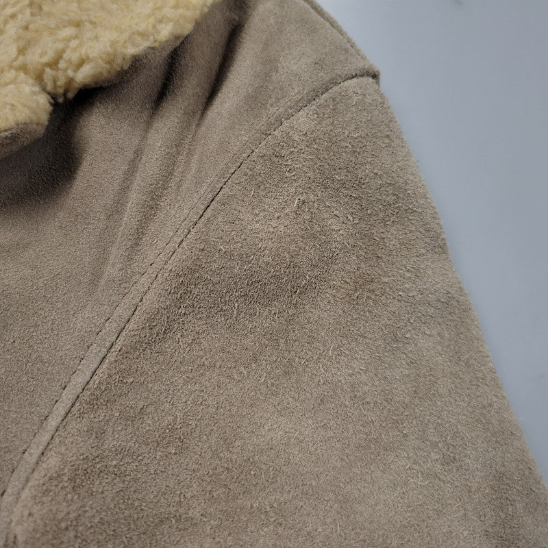 【中古品】【メンズ】 SUEDE LEATHER BOA JACKET スエード レザー ボア ジャケット USA製 アウター 145-260330-as-26-izu サイズ：38 カラー：ベージュ 万代Net店