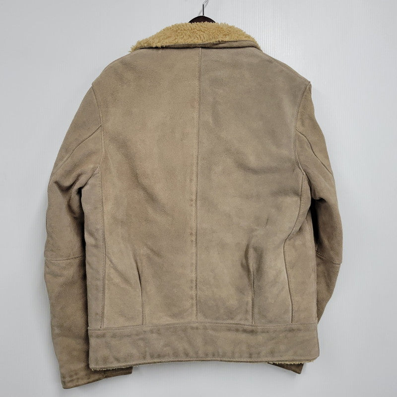 【中古品】【メンズ】 SUEDE LEATHER BOA JACKET スエード レザー ボア ジャケット USA製 アウター 145-260330-as-26-izu サイズ：38 カラー：ベージュ 万代Net店