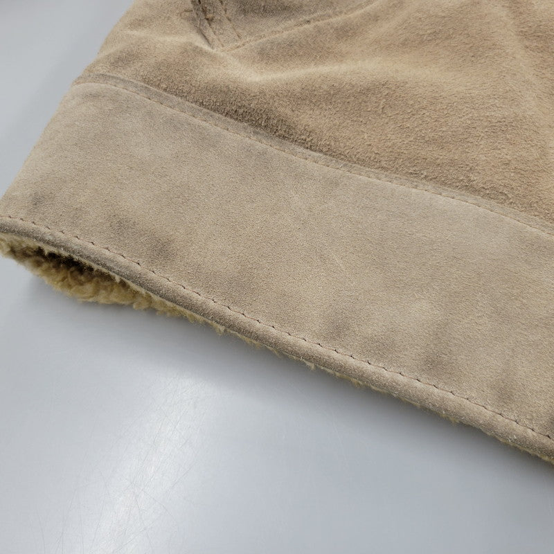 【中古品】【メンズ】 SUEDE LEATHER BOA JACKET スエード レザー ボア ジャケット USA製 アウター 145-260330-as-26-izu サイズ：38 カラー：ベージュ 万代Net店