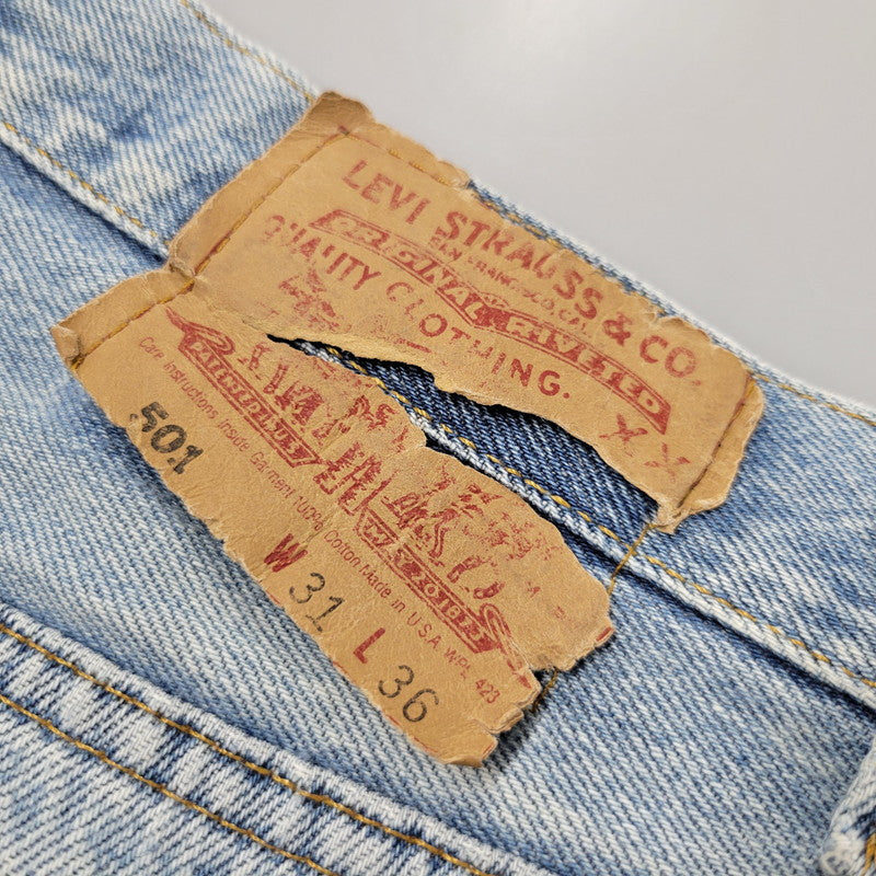 【現状渡し品】【メンズ】 DENIM PANTS デニムパンツ 刻印555 USA製 ジーンズ ボトムス 157-260330-as-22-izu サイズ：31×36 カラー：ライトインディゴ 万代Net店