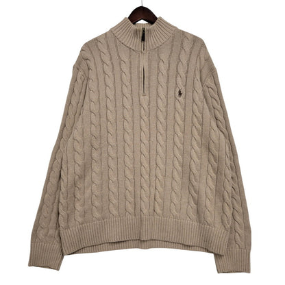【中古品】【メンズ】 BROWN PONY HALF ZIP CABLE KNIT ブラウンポニー ハーフジップ ケーブルニット 長袖 トップス 147-260330-as-17-izu サイズ：XL カラー：ベージュ 万代Net店