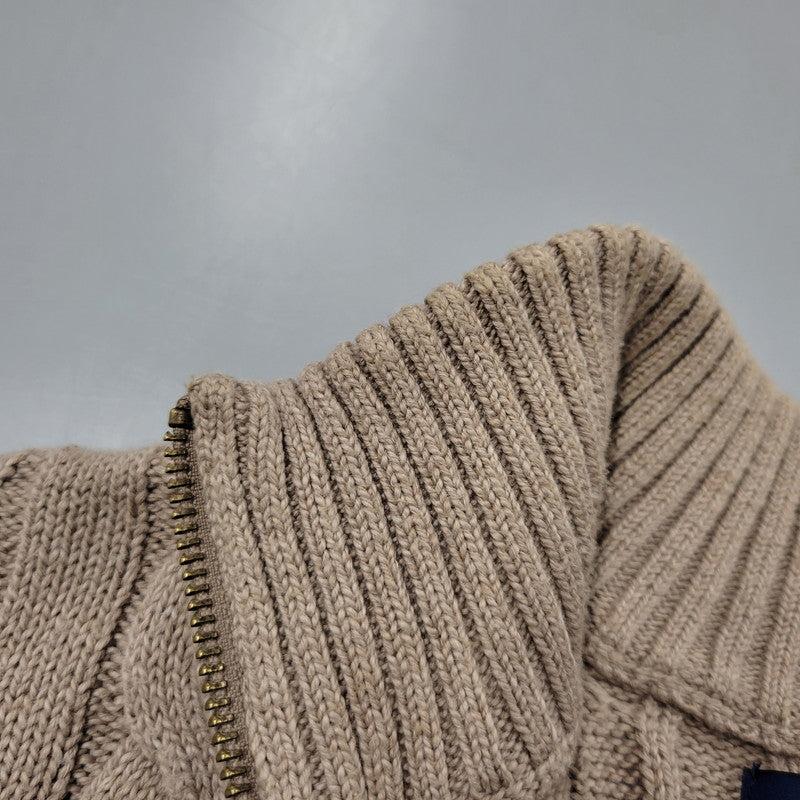 【中古品】【メンズ】 BROWN PONY HALF ZIP CABLE KNIT ブラウンポニー ハーフジップ ケーブルニット 長袖 トップス 147-260330-as-17-izu サイズ：XL カラー：ベージュ 万代Net店