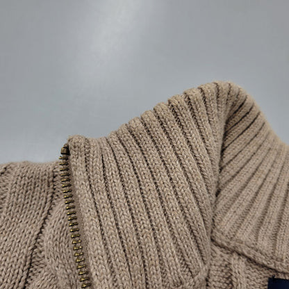 【中古品】【メンズ】 BROWN PONY HALF ZIP CABLE KNIT ブラウンポニー ハーフジップ ケーブルニット 長袖 トップス 147-260330-as-17-izu サイズ：XL カラー：ベージュ 万代Net店