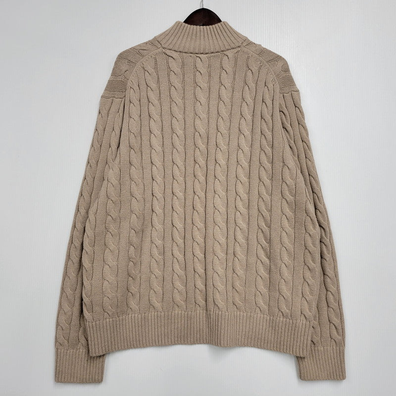 【中古品】【メンズ】 BROWN PONY HALF ZIP CABLE KNIT ブラウンポニー ハーフジップ ケーブルニット 長袖 トップス 147-260330-as-17-izu サイズ：XL カラー：ベージュ 万代Net店