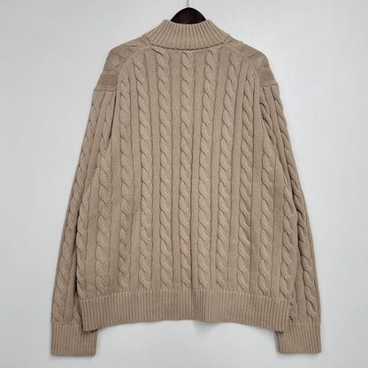 【中古品】【メンズ】 BROWN PONY HALF ZIP CABLE KNIT ブラウンポニー ハーフジップ ケーブルニット 長袖 トップス 147-260330-as-17-izu サイズ：XL カラー：ベージュ 万代Net店