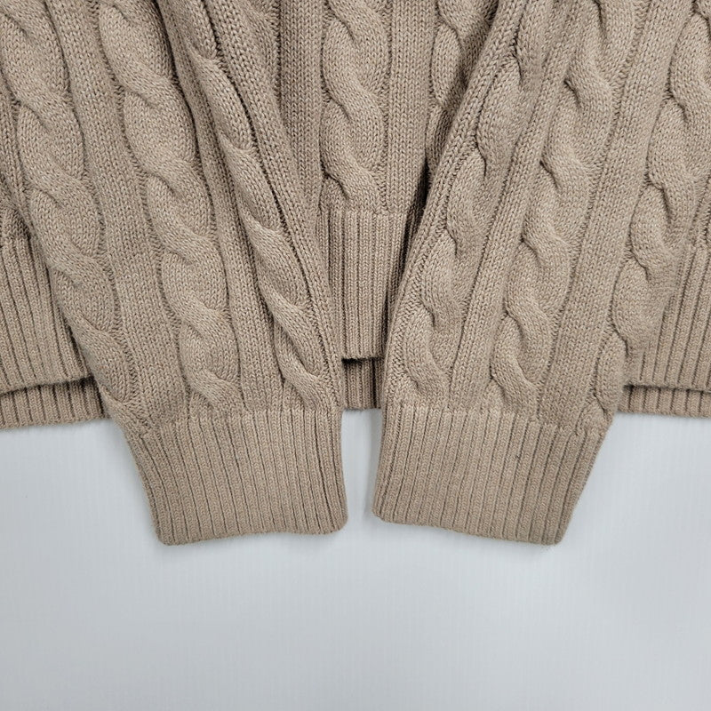 【中古品】【メンズ】 BROWN PONY HALF ZIP CABLE KNIT ブラウンポニー ハーフジップ ケーブルニット 長袖 トップス 147-260330-as-17-izu サイズ：XL カラー：ベージュ 万代Net店