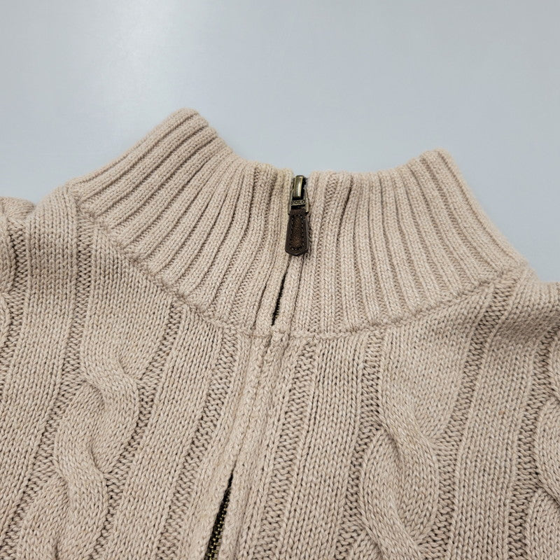 【中古品】【メンズ】 BROWN PONY HALF ZIP CABLE KNIT ブラウンポニー ハーフジップ ケーブルニット 長袖 トップス 147-260330-as-17-izu サイズ：XL カラー：ベージュ 万代Net店