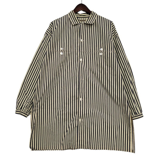 【中古品】【メンズ】 OVERSIZE 2-POCKET L/S SHIRT オーバーサイズ 2ポケット ロングスリーブ シャツ 初期タグ 長袖 ストライプ 140-260330-as-18-izu カラー：ベージュ×ネイビー 万代Net店