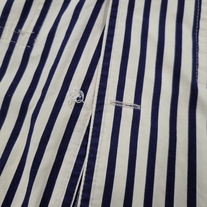 【中古品】【メンズ】 OVERSIZE 2-POCKET L/S SHIRT オーバーサイズ 2ポケット ロングスリーブ シャツ 初期タグ 長袖 ストライプ 140-260330-as-18-izu カラー：ベージュ×ネイビー 万代Net店