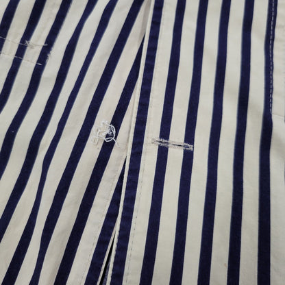 【中古品】【メンズ】 OVERSIZE 2-POCKET L/S SHIRT オーバーサイズ 2ポケット ロングスリーブ シャツ 初期タグ 長袖 ストライプ 140-260330-as-18-izu カラー：ベージュ×ネイビー 万代Net店