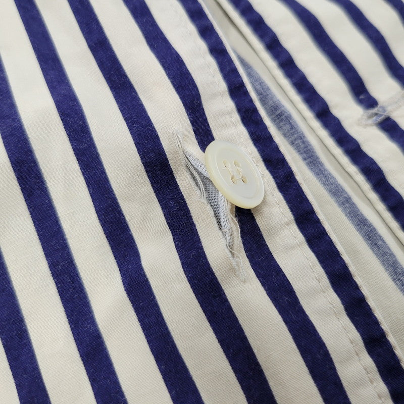 【中古品】【メンズ】 OVERSIZE 2-POCKET L/S SHIRT オーバーサイズ 2ポケット ロングスリーブ シャツ 初期タグ 長袖 ストライプ 140-260330-as-18-izu カラー：ベージュ×ネイビー 万代Net店