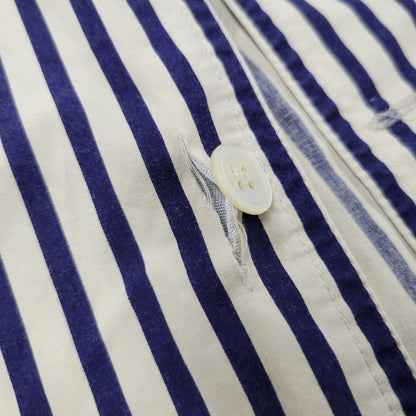【中古品】【メンズ】 OVERSIZE 2-POCKET L/S SHIRT オーバーサイズ 2ポケット ロングスリーブ シャツ 初期タグ 長袖 ストライプ 140-260330-as-18-izu カラー：ベージュ×ネイビー 万代Net店