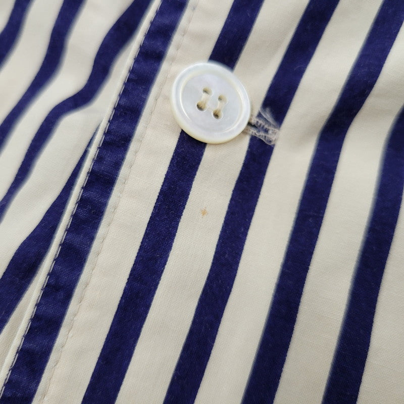 【中古品】【メンズ】 OVERSIZE 2-POCKET L/S SHIRT オーバーサイズ 2ポケット ロングスリーブ シャツ 初期タグ 長袖 ストライプ 140-260330-as-18-izu カラー：ベージュ×ネイビー 万代Net店