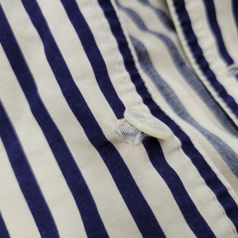 【中古品】【メンズ】 OVERSIZE 2-POCKET L/S SHIRT オーバーサイズ 2ポケット ロングスリーブ シャツ 初期タグ 長袖 ストライプ 140-260330-as-18-izu カラー：ベージュ×ネイビー 万代Net店
