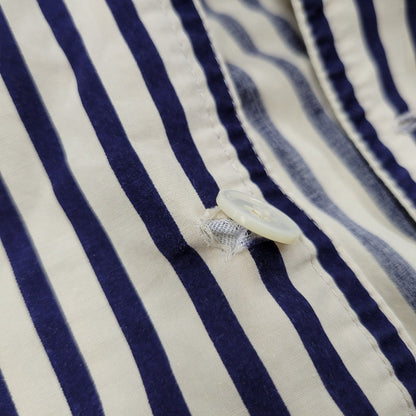 【中古品】【メンズ】 OVERSIZE 2-POCKET L/S SHIRT オーバーサイズ 2ポケット ロングスリーブ シャツ 初期タグ 長袖 ストライプ 140-260330-as-18-izu カラー：ベージュ×ネイビー 万代Net店