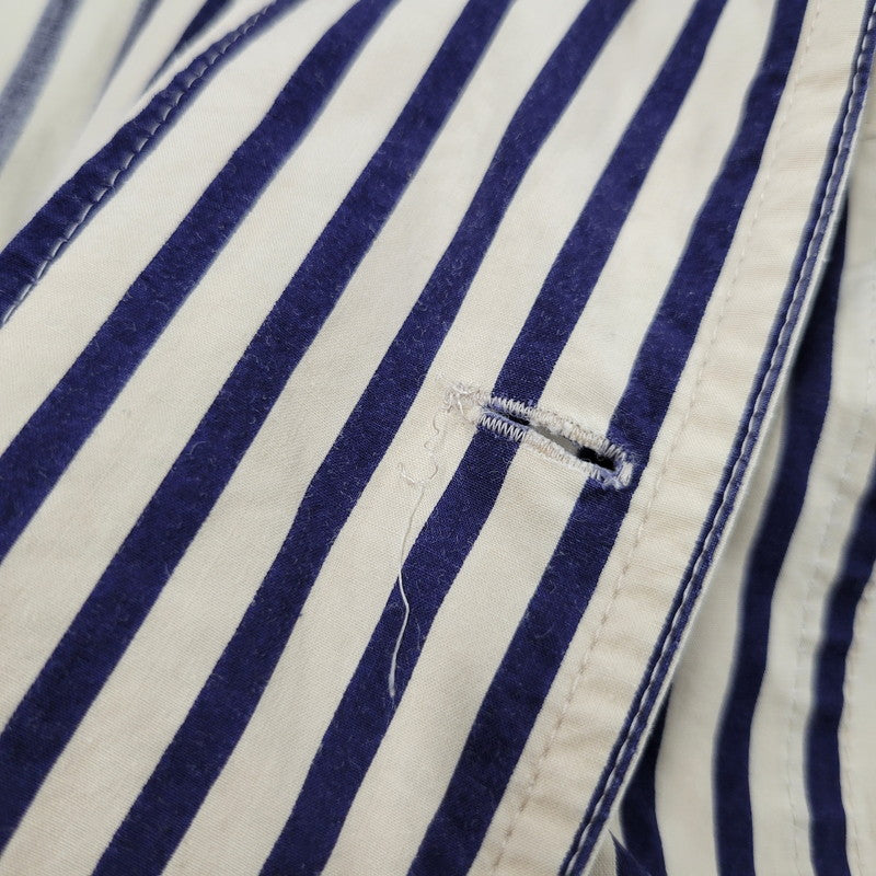 【中古品】【メンズ】 OVERSIZE 2-POCKET L/S SHIRT オーバーサイズ 2ポケット ロングスリーブ シャツ 初期タグ 長袖 ストライプ 140-260330-as-18-izu カラー：ベージュ×ネイビー 万代Net店