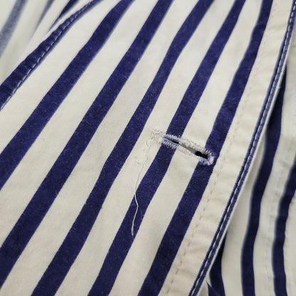 【中古品】【メンズ】 OVERSIZE 2-POCKET L/S SHIRT オーバーサイズ 2ポケット ロングスリーブ シャツ 初期タグ 長袖 ストライプ 140-260330-as-18-izu カラー：ベージュ×ネイビー 万代Net店
