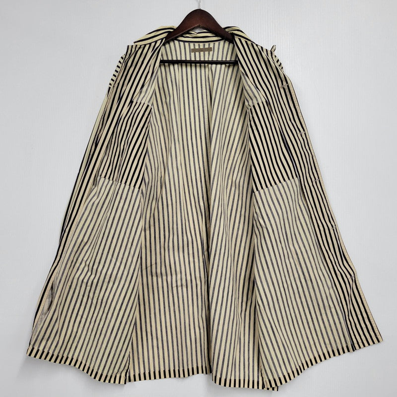 【中古品】【メンズ】 OVERSIZE 2-POCKET L/S SHIRT オーバーサイズ 2ポケット ロングスリーブ シャツ 初期タグ 長袖 ストライプ 140-260330-as-18-izu カラー：ベージュ×ネイビー 万代Net店