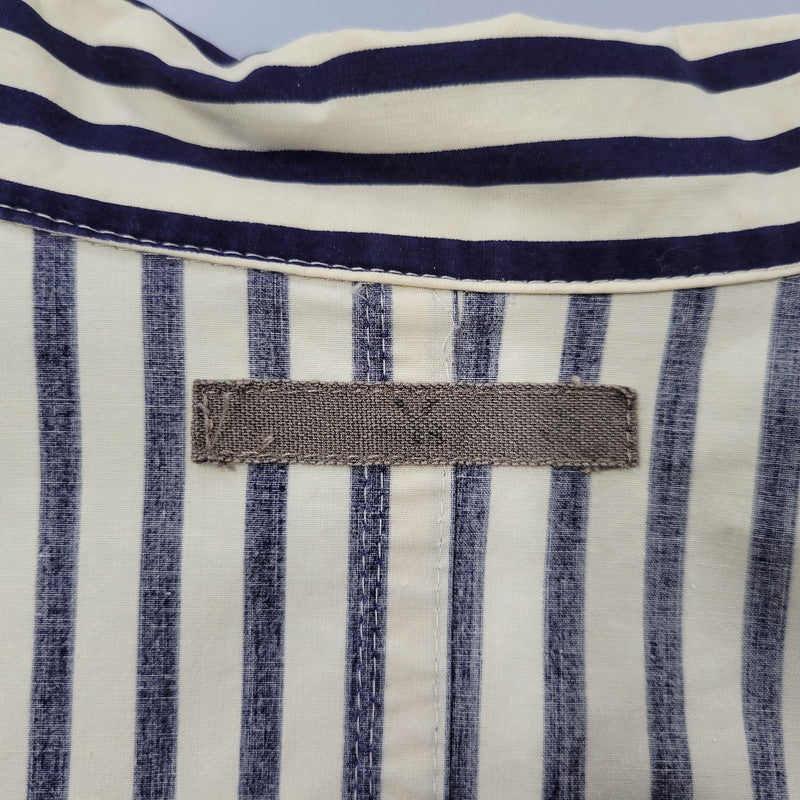 【中古品】【メンズ】 OVERSIZE 2-POCKET L/S SHIRT オーバーサイズ 2ポケット ロングスリーブ シャツ 初期タグ 長袖 ストライプ 140-260330-as-18-izu カラー：ベージュ×ネイビー 万代Net店
