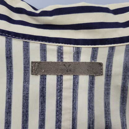 【中古品】【メンズ】 OVERSIZE 2-POCKET L/S SHIRT オーバーサイズ 2ポケット ロングスリーブ シャツ 初期タグ 長袖 ストライプ 140-260330-as-18-izu カラー：ベージュ×ネイビー 万代Net店