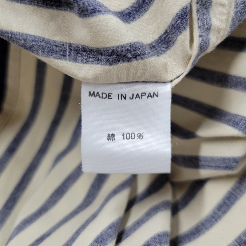 【中古品】【メンズ】 OVERSIZE 2-POCKET L/S SHIRT オーバーサイズ 2ポケット ロングスリーブ シャツ 初期タグ 長袖 ストライプ 140-260330-as-18-izu カラー：ベージュ×ネイビー 万代Net店