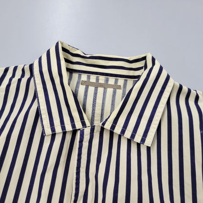 【中古品】【メンズ】 OVERSIZE 2-POCKET L/S SHIRT オーバーサイズ 2ポケット ロングスリーブ シャツ 初期タグ 長袖 ストライプ 140-260330-as-18-izu カラー：ベージュ×ネイビー 万代Net店