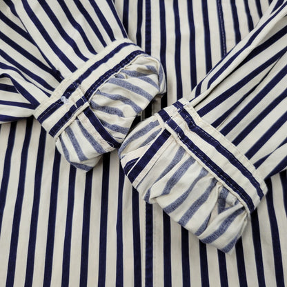 【中古品】【メンズ】 OVERSIZE 2-POCKET L/S SHIRT オーバーサイズ 2ポケット ロングスリーブ シャツ 初期タグ 長袖 ストライプ 140-260330-as-18-izu カラー：ベージュ×ネイビー 万代Net店