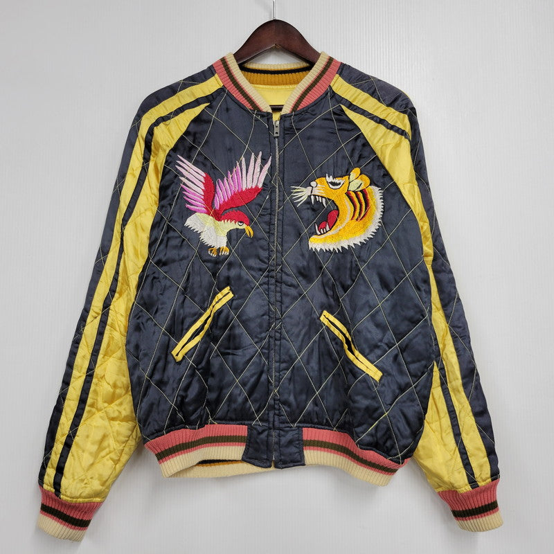 【中古品】【メンズ】 CAB CLOTHING キャブクロージング DRAGON×JAPAN MAP REVERSIBLE SOUVENIR JACKET C-AT-942 リバーシブル スーベニアジャケット スカジャン 145-260330-as-25-izu サイズ：L カラー：イエロー/ブラック 万代Net店