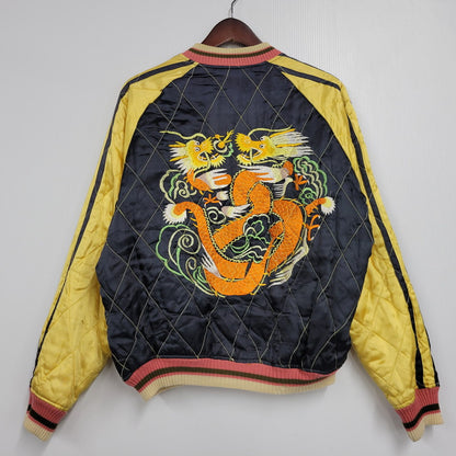 【中古品】【メンズ】 CAB CLOTHING キャブクロージング DRAGON×JAPAN MAP REVERSIBLE SOUVENIR JACKET C-AT-942 リバーシブル スーベニアジャケット スカジャン 145-260330-as-25-izu サイズ：L カラー：イエロー/ブラック 万代Net店