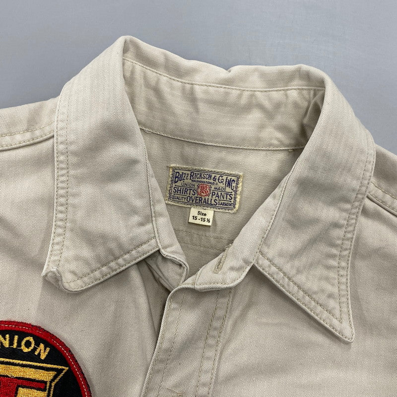 【中古品】【メンズ】 Buzz Rickson's バズリクソンズ SS WORK SHIRT ショートスリーブ ワークシャツ トップス 半袖 145-260404-kh-06-izu サイズ：15-15 1/2 カラー：アイボリー 万代Net店