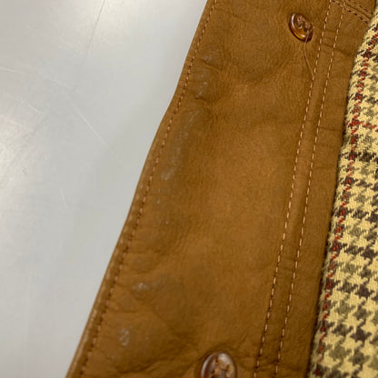 【中古品】【メンズ】 S315 ポルトガル製 90S THINSULATE 千鳥柄 LINER LEATHER CAR COAT シンサレート ライナー レザー カー コート アウター 146-260331-cs-17-izu サイズ：M カラー：ブラウン 万代Net店