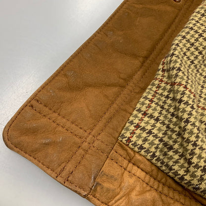 【中古品】【メンズ】 S315 ポルトガル製 90S THINSULATE 千鳥柄 LINER LEATHER CAR COAT シンサレート ライナー レザー カー コート アウター 146-260331-cs-17-izu サイズ：M カラー：ブラウン 万代Net店