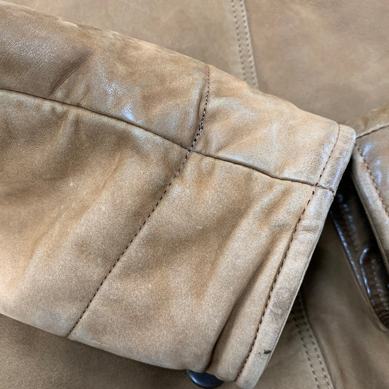 【中古品】【メンズ】 S315 ポルトガル製 90S THINSULATE 千鳥柄 LINER LEATHER CAR COAT シンサレート ライナー レザー カー コート アウター 146-260331-cs-17-izu サイズ：M カラー：ブラウン 万代Net店