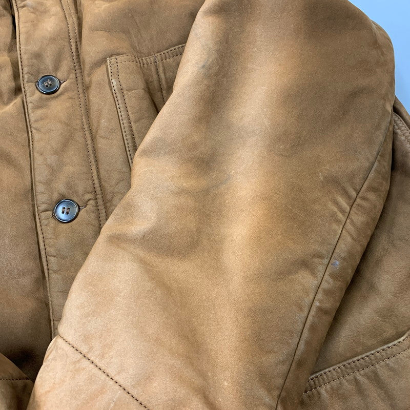【中古品】【メンズ】 S315 ポルトガル製 90S THINSULATE 千鳥柄 LINER LEATHER CAR COAT シンサレート ライナー レザー カー コート アウター 146-260331-cs-17-izu サイズ：M カラー：ブラウン 万代Net店