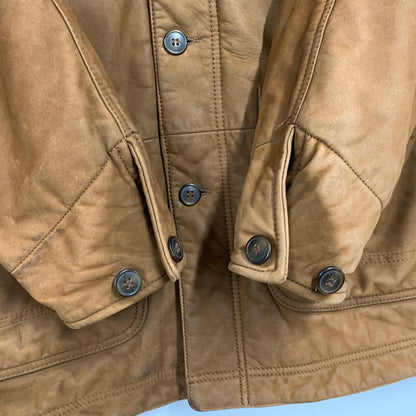 【中古品】【メンズ】 S315 ポルトガル製 90S THINSULATE 千鳥柄 LINER LEATHER CAR COAT シンサレート ライナー レザー カー コート アウター 146-260331-cs-17-izu サイズ：M カラー：ブラウン 万代Net店