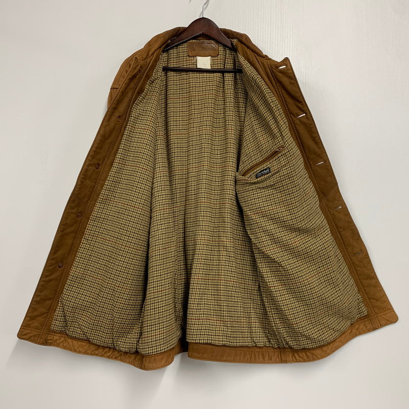 【中古品】【メンズ】 S315 ポルトガル製 90S THINSULATE 千鳥柄 LINER LEATHER CAR COAT シンサレート ライナー レザー カー コート アウター 146-260331-cs-17-izu サイズ：M カラー：ブラウン 万代Net店