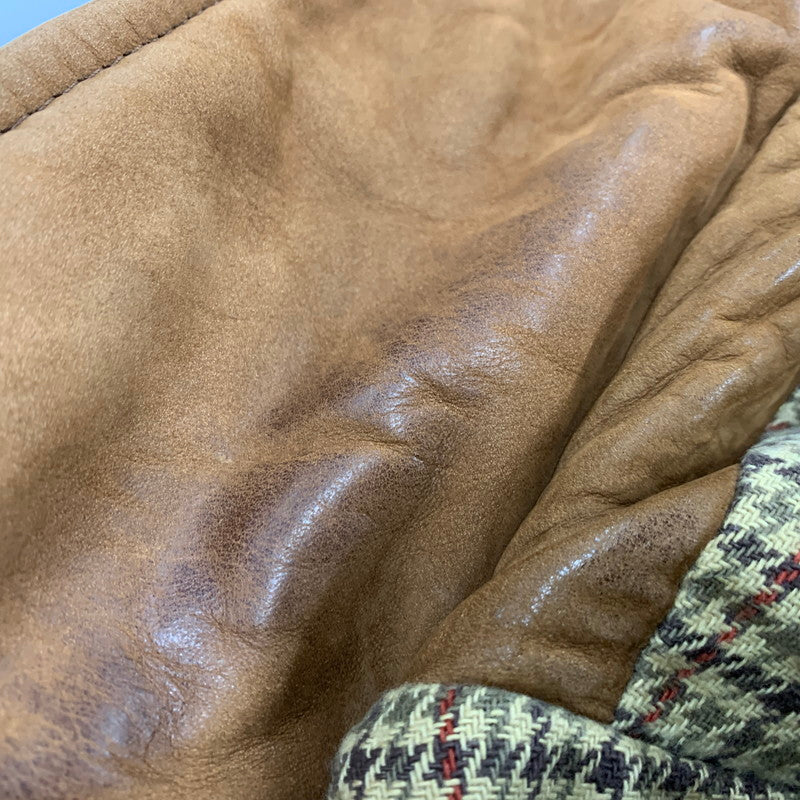 【中古品】【メンズ】 S315 ポルトガル製 90S THINSULATE 千鳥柄 LINER LEATHER CAR COAT シンサレート ライナー レザー カー コート アウター 146-260331-cs-17-izu サイズ：M カラー：ブラウン 万代Net店