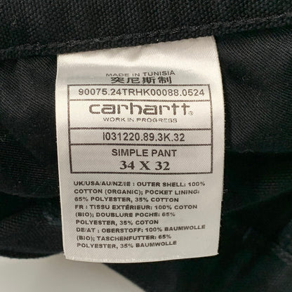 【中古品】【メンズ】 CARHARTT WIP カーハート ワークインプログレス I031220 SIMPLE PANTS シンプル パンツ ボトムス ズボン 153-260407-ya-02-izu サイズ：34×32 カラー：BLACK 万代Net店