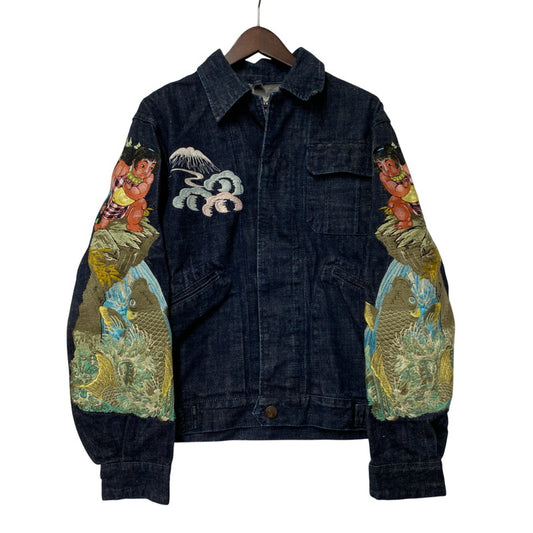 【中古品】【メンズ】 YAMANE ヤマネ LOT3000 NESAN KIREI 金太郎 鯉 刺繍 DENIM JACKET デニム ジャケット アウター 145-260402-cs-04-izu サイズ：40-42 カラー：インディゴ 万代Net店
