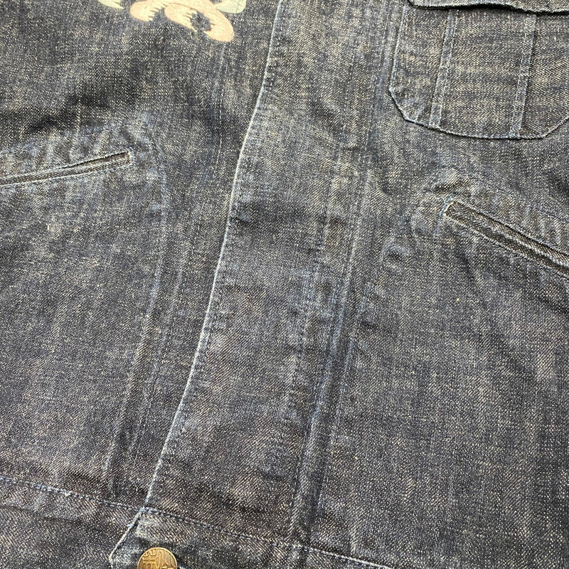 【中古品】【メンズ】 YAMANE ヤマネ LOT3000 NESAN KIREI 金太郎 鯉 刺繍 DENIM JACKET デニム ジャケット アウター 145-260402-cs-04-izu サイズ：40-42 カラー：インディゴ 万代Net店