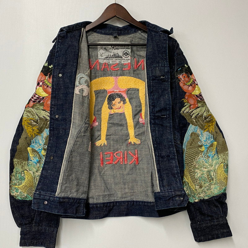 【中古品】【メンズ】 YAMANE ヤマネ LOT3000 NESAN KIREI 金太郎 鯉 刺繍 DENIM JACKET デニム ジャケット アウター 145-260402-cs-04-izu サイズ：40-42 カラー：インディゴ 万代Net店