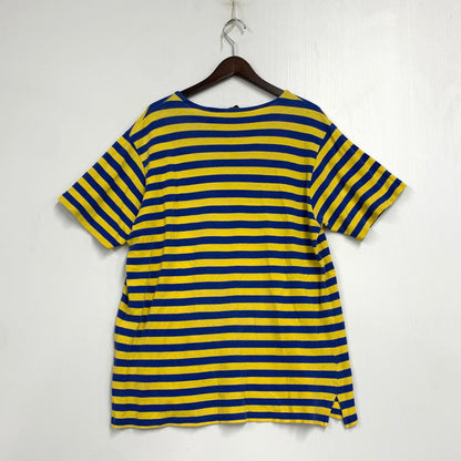 【中古品】【メンズ】 J.CREW ジェイクルー 巨人タグ USA製 BORDER S S TEE ボーダー ショートスリーブ Tシャツ トップス 半袖 146-260531-ya-15-izu サイズ：L カラー：ブルー×イエロー 万代Net店