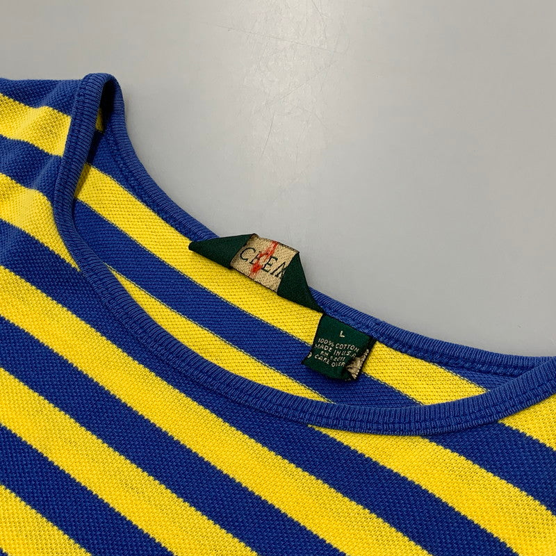 【中古品】【メンズ】 J.CREW ジェイクルー 巨人タグ USA製 BORDER S S TEE ボーダー ショートスリーブ Tシャツ トップス 半袖 146-260531-ya-15-izu サイズ：L カラー：ブルー×イエロー 万代Net店