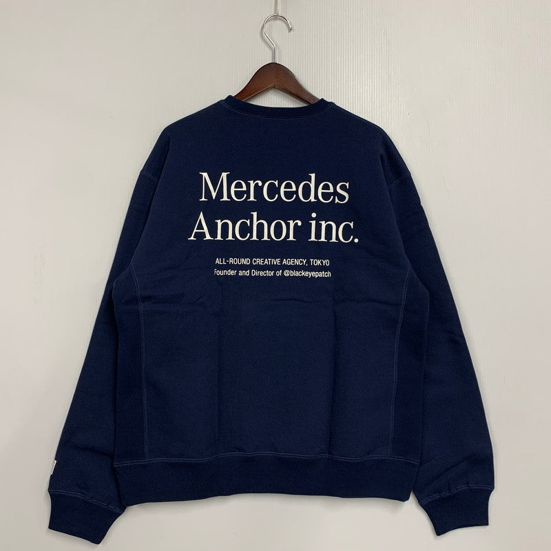 【中古美品】【メンズ】 MERCEDES ANCHOR メルセデス アンカー LOGO CREWNECK SWEATSHIRT ロゴ クルーネック スウェットシャツ トップス 長袖 142-260402-cs-18-izu サイズ：L カラー：ネイビー 万代Net店