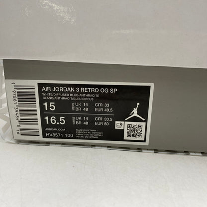 【中古品】【メンズ】 × A MA MANIERE ア・マ・マニエール HV8571-100 AIR JORDAN 3 RETRO OG SP FOR THE LOVE エア ジョーダン レトロ フォー ザ ラブ スニーカー 靴 160-260403-kh-07-izu サイズ：33 カラー：WHITE/DIFFUSED BLUE-ANTHRACITE 万代Net店