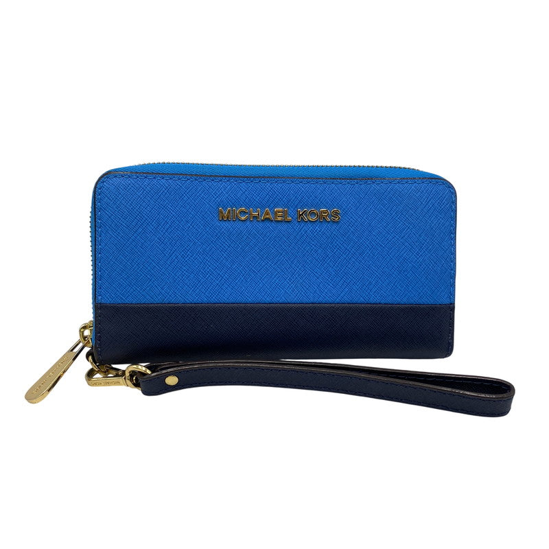 【中古品】【レディース】 MICHAEL KORS マイケルコース 32H4GTVE7T JET SET CONTINENTAL WALLET ジェットセット コンチネンタル ウォレット 長財布 財布 200-260611-ya-11-izu カラー：ブルー 万代Net店