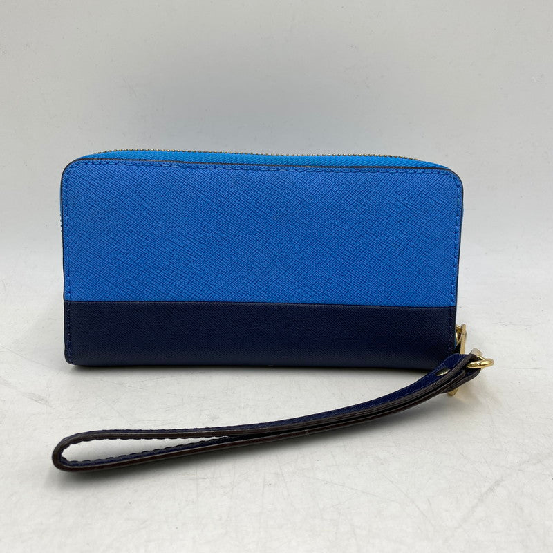 【中古品】【レディース】 MICHAEL KORS マイケルコース 32H4GTVE7T JET SET CONTINENTAL WALLET ジェットセット コンチネンタル ウォレット 長財布 財布 200-260611-ya-11-izu カラー：ブルー 万代Net店