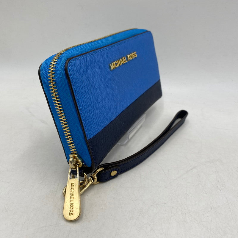 【中古品】【レディース】 MICHAEL KORS マイケルコース 32H4GTVE7T JET SET CONTINENTAL WALLET ジェットセット コンチネンタル ウォレット 長財布 財布 200-260611-ya-11-izu カラー：ブルー 万代Net店